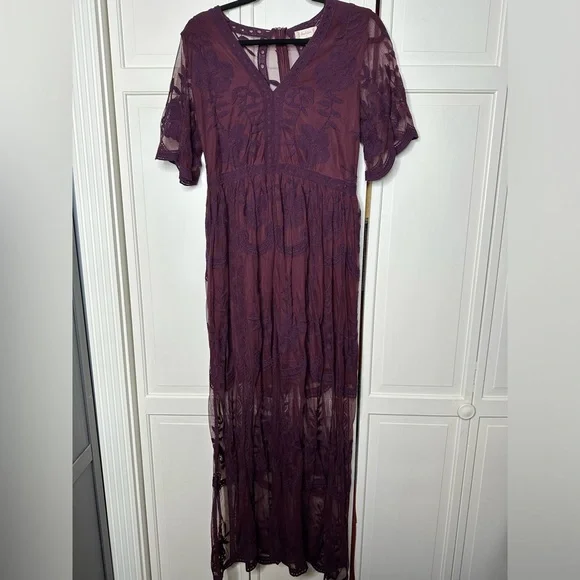 Altar'd State | Dresses | Altard State Deep Purple And Maroon Mesh Designed  Dress Size Large | Poshmark